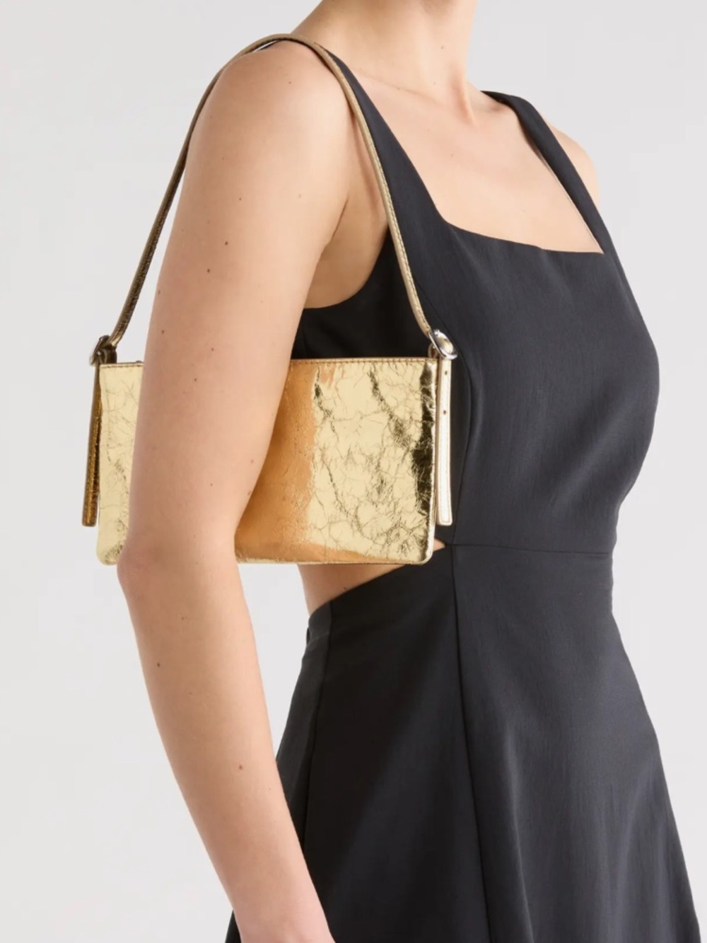 MADEWELL Metallic Gold Mini Sculptural Buckle Shoulder Bag - Picture 11 of 11